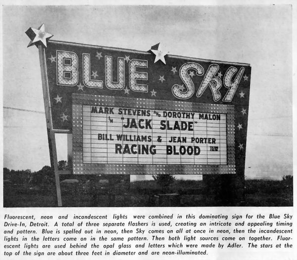 Blue Sky Drive-In Theatre - From Box Office Magazine Sept 1955